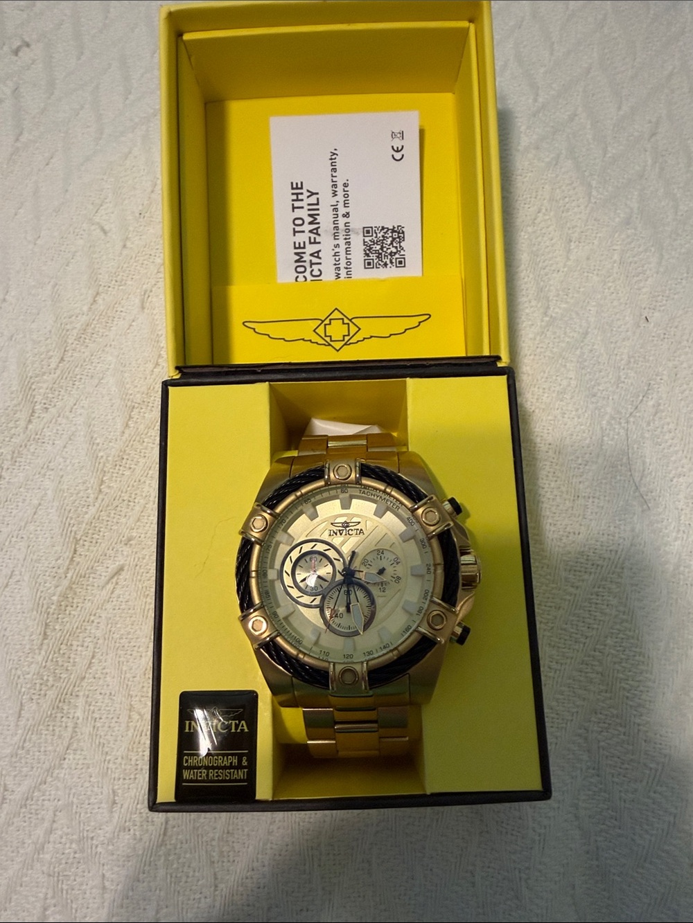 Invicta Gold and Black Men's Chronograph Watch with Champagne Dial